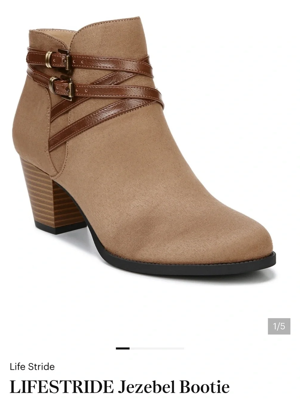 NWOB LIfe Stride Jezebel Tan Ankle Booties Size 11W